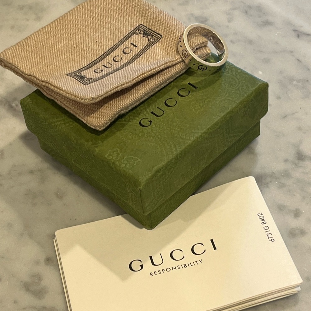 Authentic Gucci Ghost Ring with Box, Size 10.75
